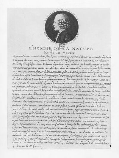 The Man of Nature and Truth, Jean-Jacques Rousseau by French School